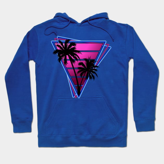 Retrowave style palm tree sunset hot pink Hoodie by Brobocop